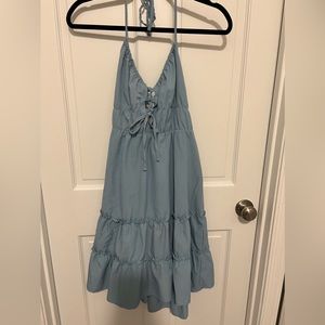 SHEIN Baby blue halter ruffled dress Size L